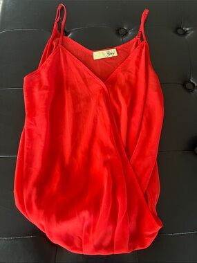 Red Surplice Satin Camisole